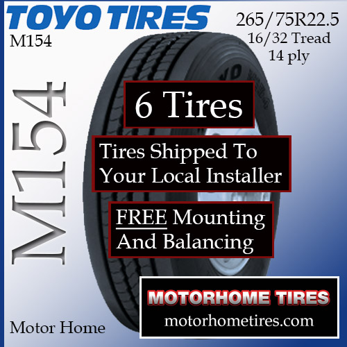255/80R22.5 Michelin Substitute 265/75R22.5 Toyo M154Set Of 6Free