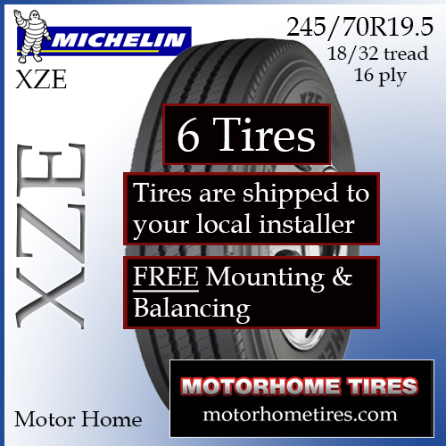 245/70R19.5 Michelin XZE, Set of 6, Free On-Site Mobile Installation